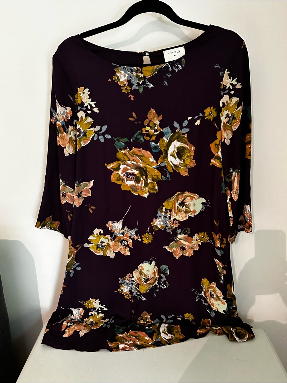 Everly Plum Floral Long Sleeve Midi Dress